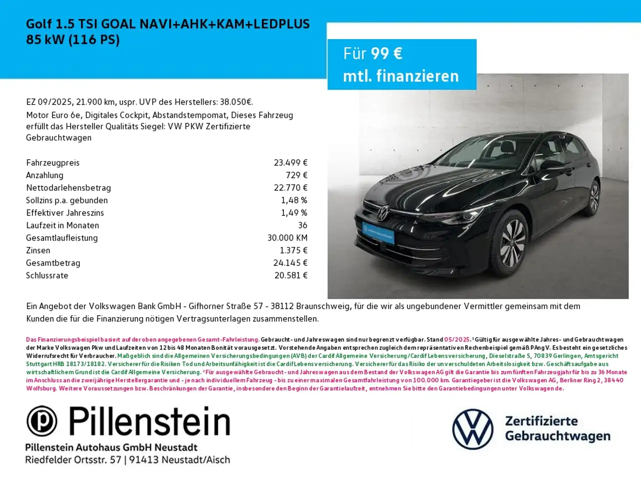 Volkswagen Golf 1.5 TSI GOAL NAVI+AHK+KAM+LEDPLUS — photo 1 of 21