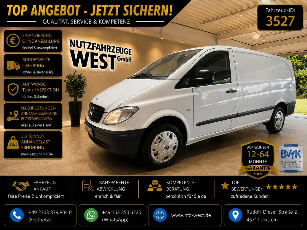 Mercedes-Benz Vito 109 CDI Lang *TÜV 2027*DPF-Grüne Plakette* — photo 1 of 20