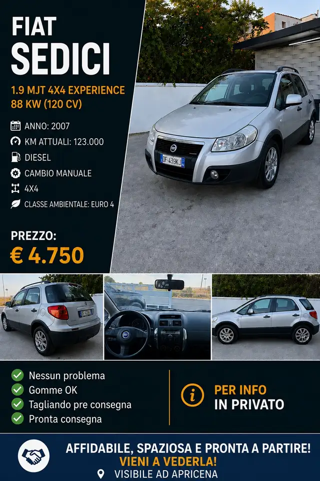 Fiat Sedici 1.9 mjt Dynamic 4x4 120cv — photo 1 of 11