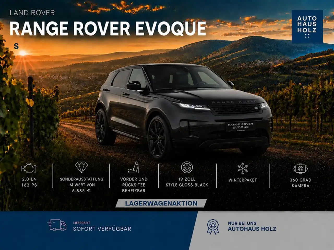 Land Rover Range Rover Evoque D165 S - LAGERAKTION - WINTERPAKET - 19 ZOLL BLACK — photo 1 of 11