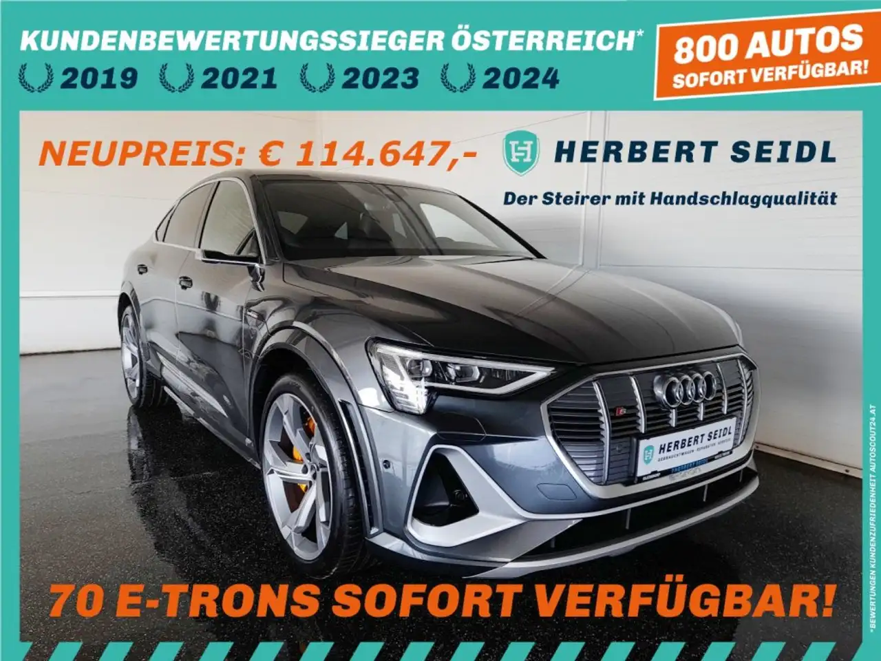 Audi e-tron "S" SB 95 QUATTRO S-LINE *NP € 114.647,- / 22 ZOLL / MATRIX-LED / MEMORY SPORTSITZE / BANG & OLUFSEN* — photo 1 of 21