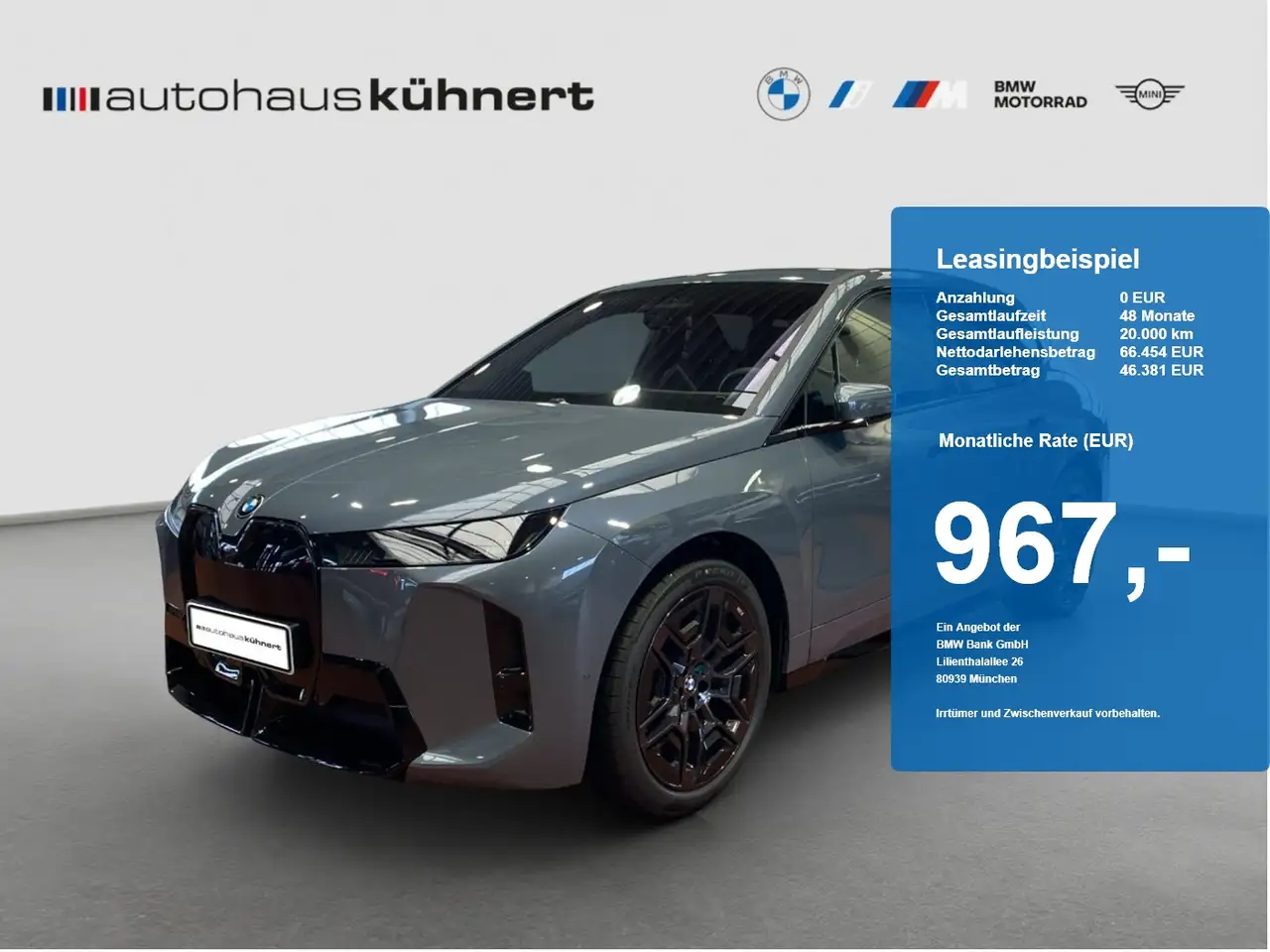 BMW iX xDrive45 Elektro UPE: 107.410 EUR M-Sport PRO — photo 1 of 19