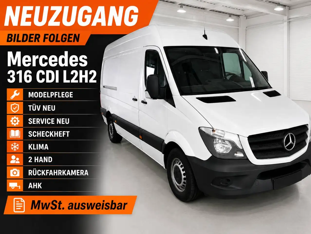 Mercedes-Benz Sprinter Sprinter 316 CDI,L2H2,3S,RFK,AHK,Klima,MoPf,Serv — photo 1 of 4