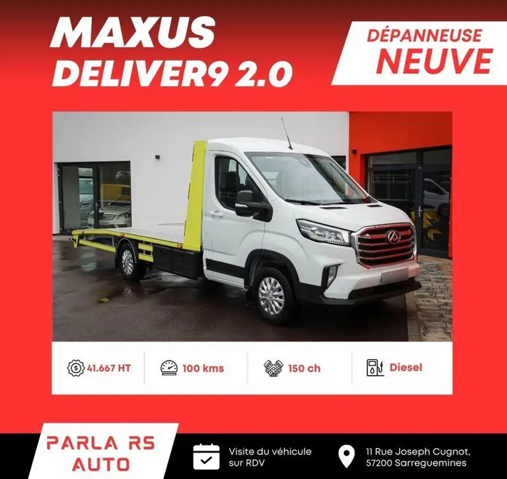 Maxus eDeliver 9 Deliver9 Deliver 2.0 150ch propulsion porte voiture plateau fixe neuf — photo 1 of 5