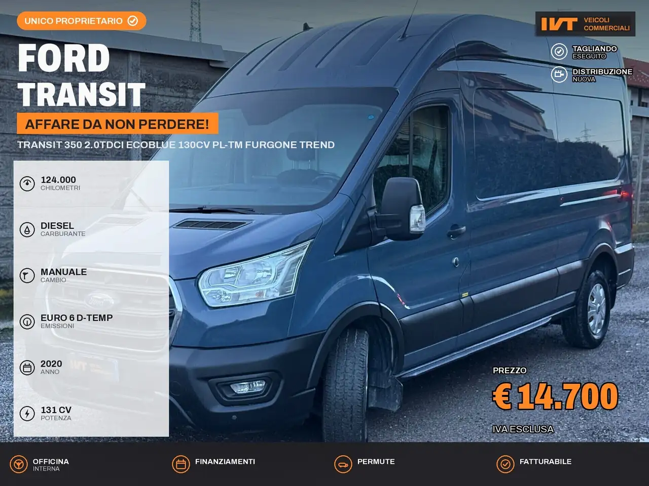 Ford Transit Transit 350 2.0TDCi EcoBlue 130CV PL-TM Furgone Tr — photo 1 of 9
