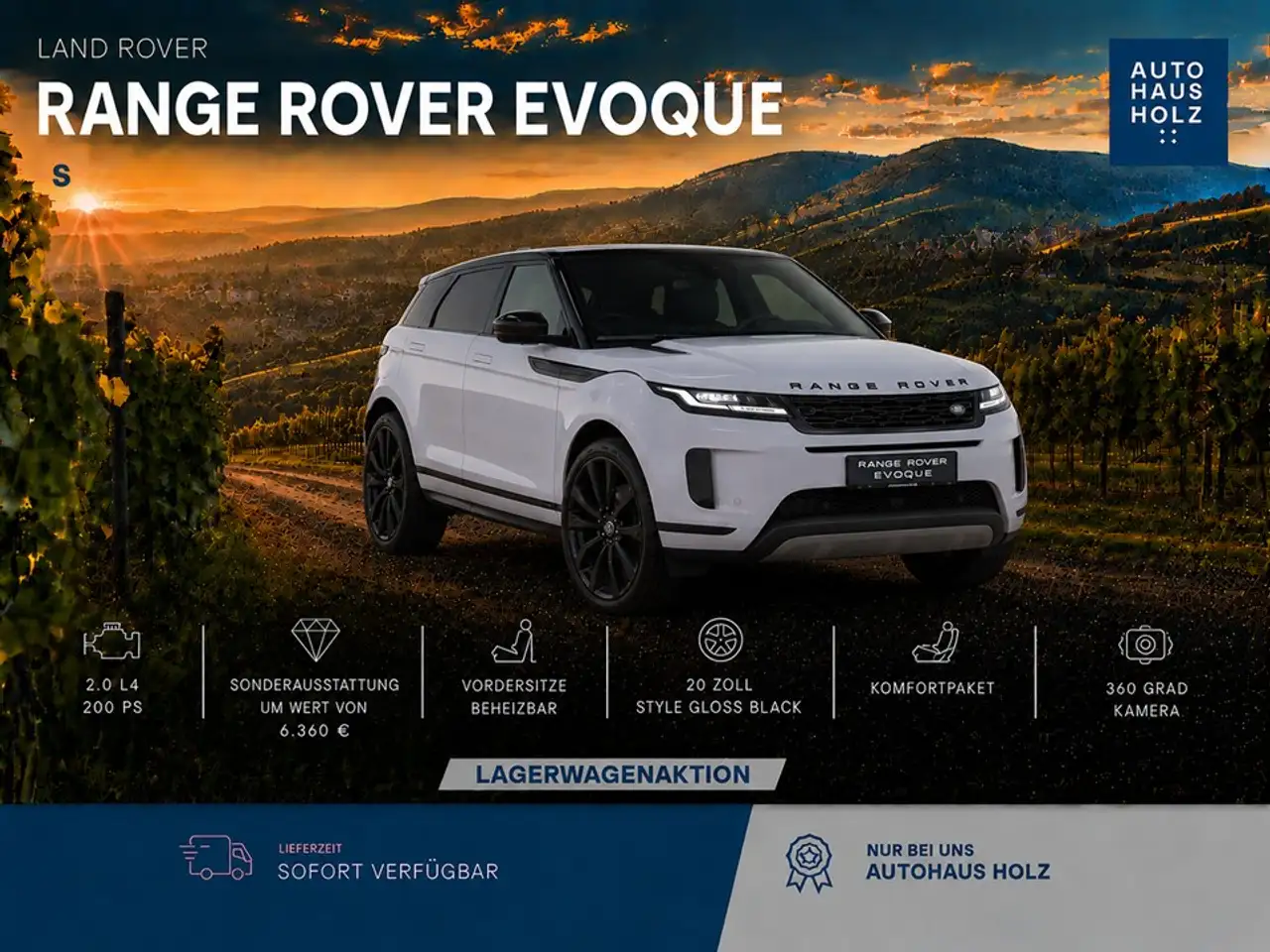 Land Rover Range Rover Evoque Dynamic S - 19ZOLL SCHWARZ - KOMFORT PAKET - 360GR — photo 1 of 11
