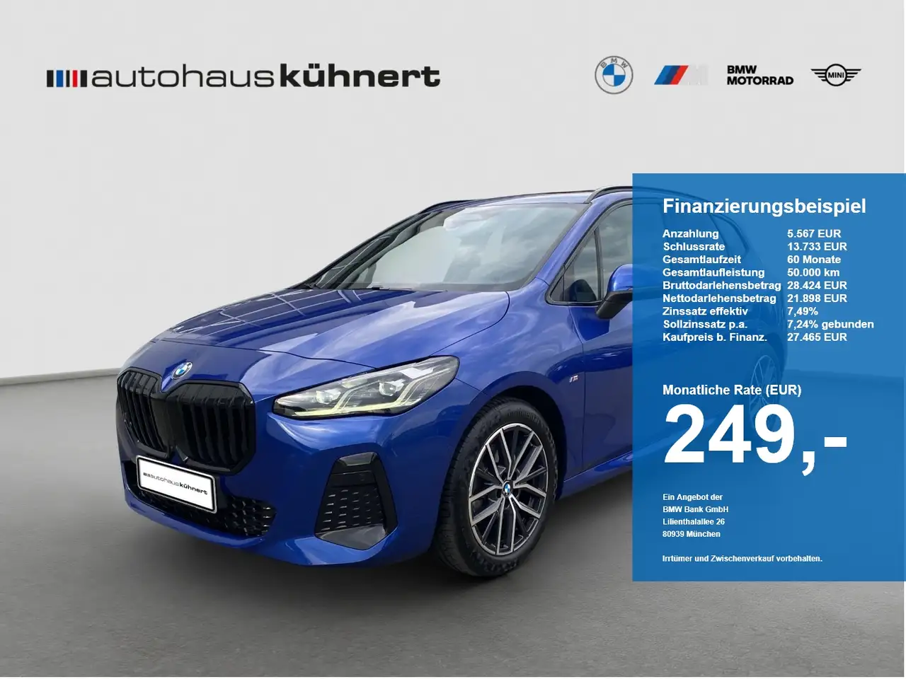 BMW 220 220i Active Tourer ///M-Sport LED ACC AHK Pano — photo 1 of 15