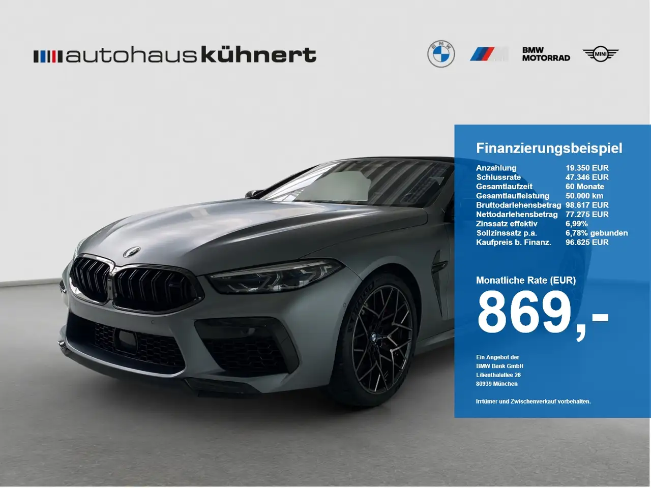 BMW M8 Competition Cabrio xDrive B&W ///DriversPackage — photo 1 of 20