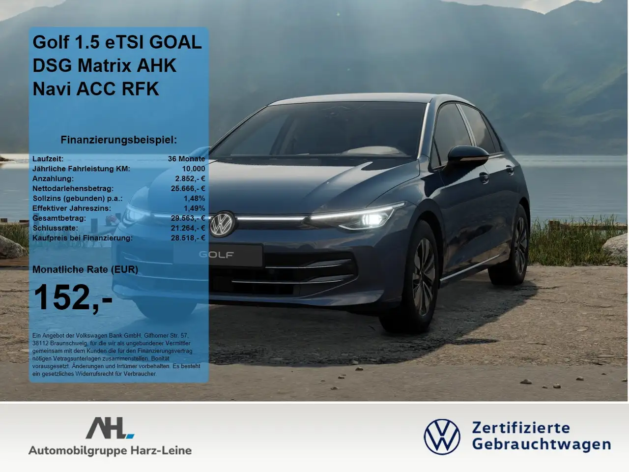 Volkswagen Golf 1.5 eTSI GOAL DSG Matrix AHK Navi ACC RFK — photo 1 of 12