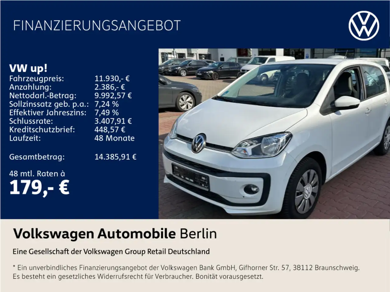 Volkswagen up! 1.0 Klima Radio SHZ PDC — photo 1 of 2