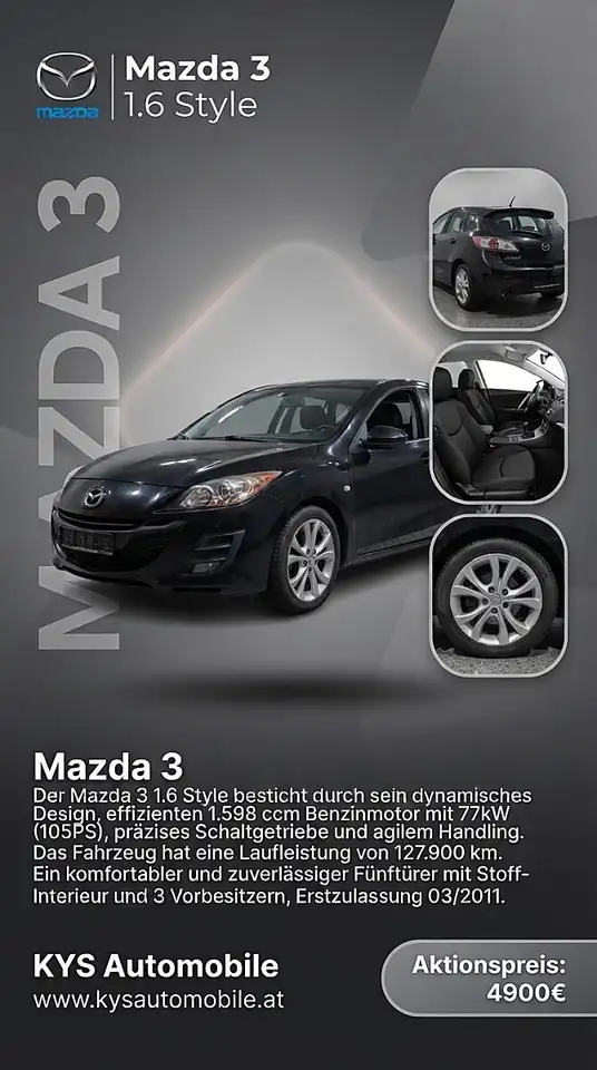 Mazda 3 Mazda 3 1.6 Style • 105 PS • Pickerl 03/2027 • ... — photo 1 of 4