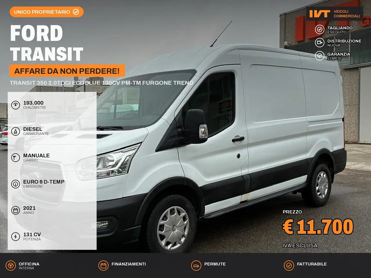 Ford Transit Transit 350 2.0TDCi EcoBlue 130CV PM-TM Furgone Tr — photo 1 of 12