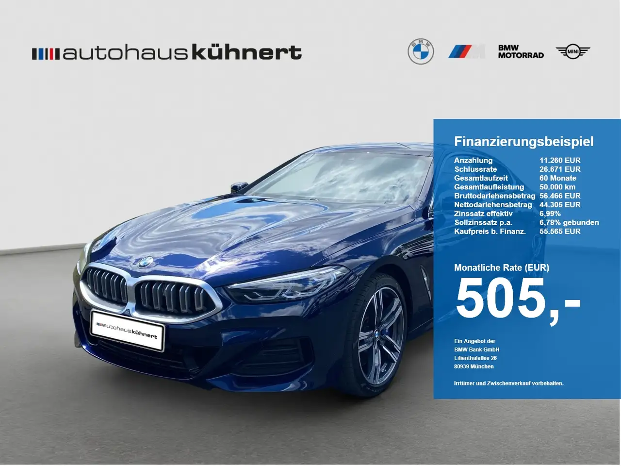 BMW 840 i xDrive Gran Coupé ///M-Sport Laser DrvAss RFK — photo 1 of 20