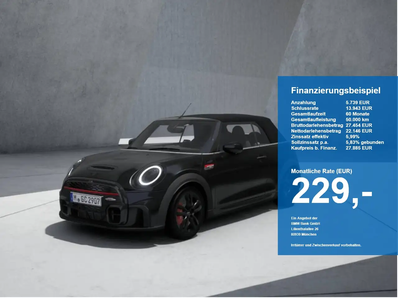 MINI John Cooper Works Cabrio LED DrvAss ACC Navi DAB — photo 1 of 9