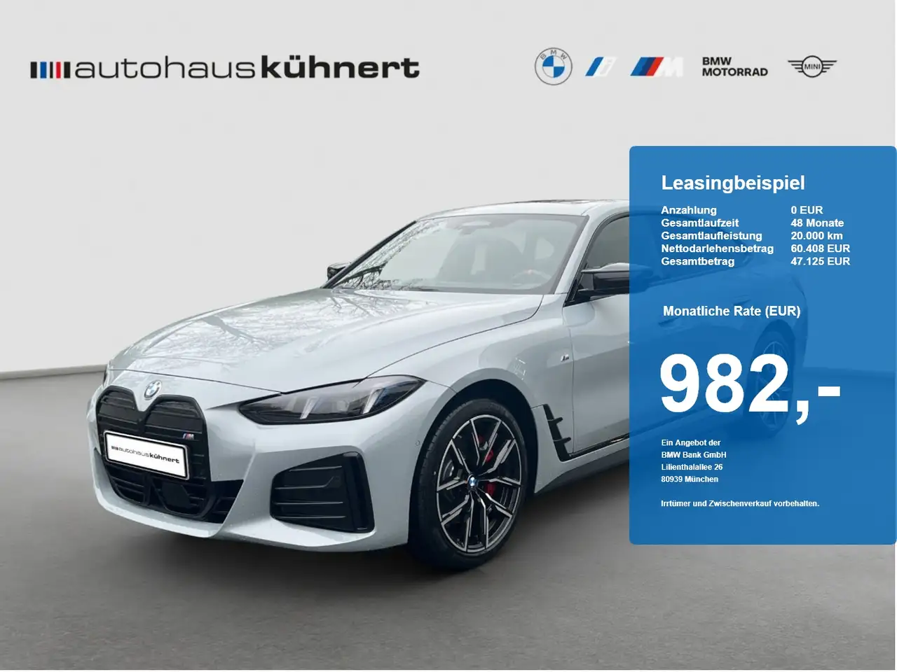 BMW i4 M60 xDrive Gran Coupe UPE 89.790 EUR //M-Sport — photo 1 of 20