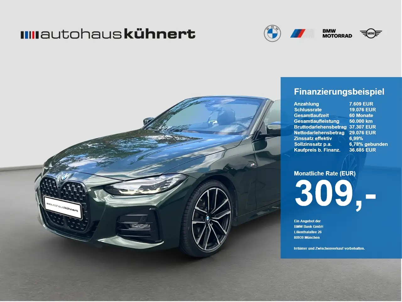 BMW 420 i Cabrio ///M-Sport DrvAss StHzg HiFi Navi RFK — photo 1 of 20