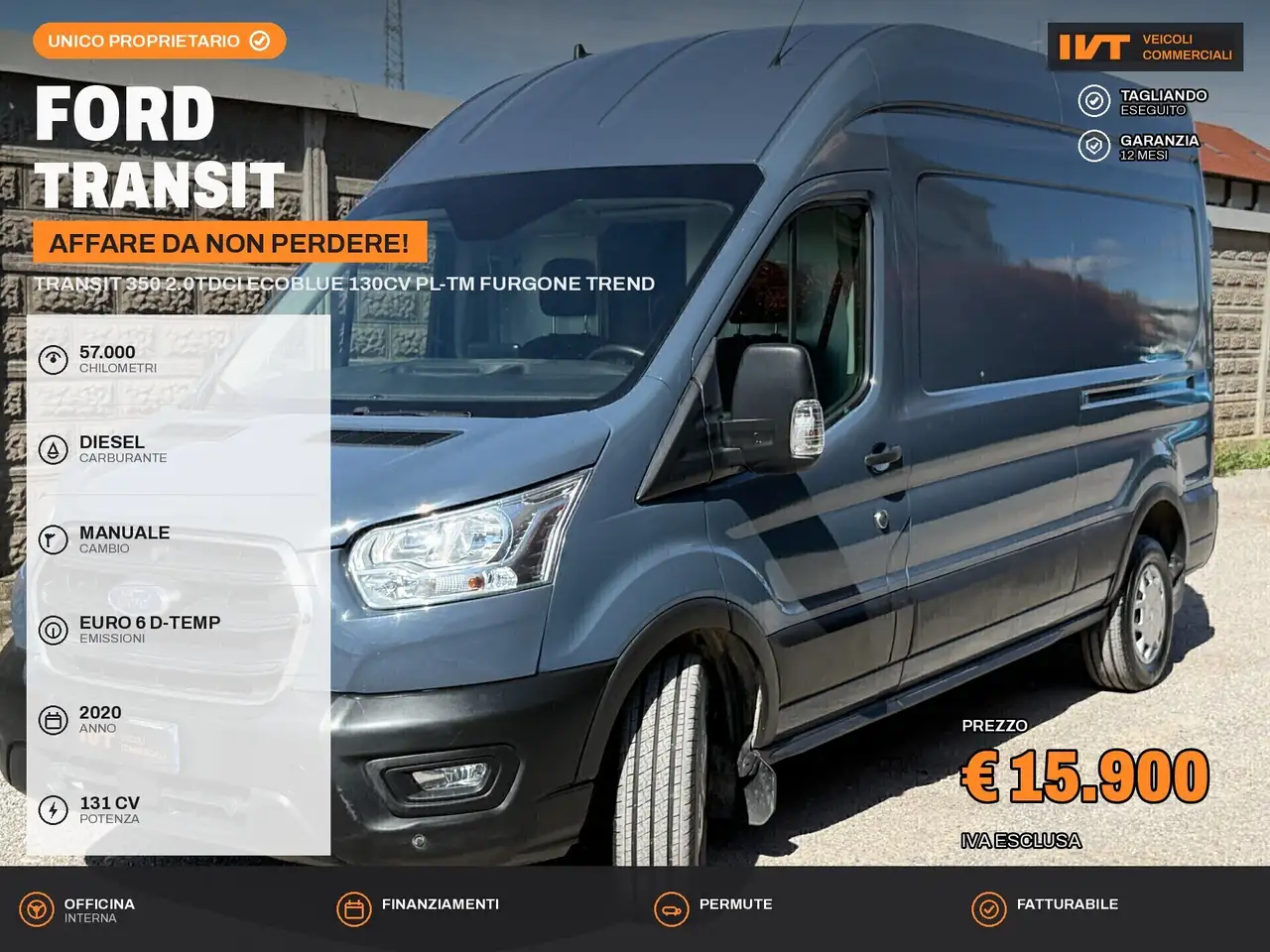 Ford Transit Transit 350 2.0TDCi EcoBlue 130CV PL-TM Furgone Tr — photo 1 of 9