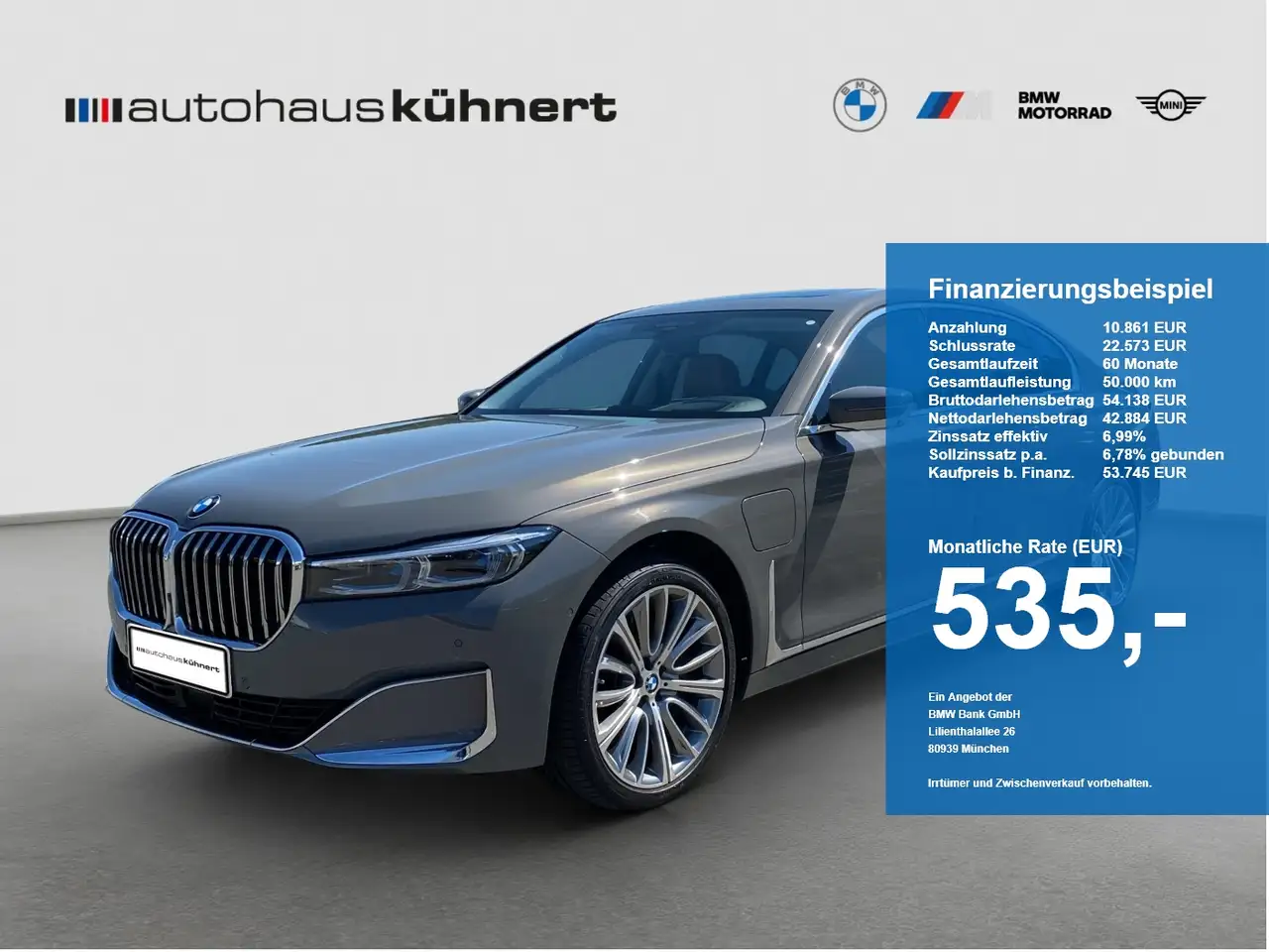 BMW 745 Le xDrive Laser ACC Luft Pano 360° HUD H&K DAB — photo 1 of 20