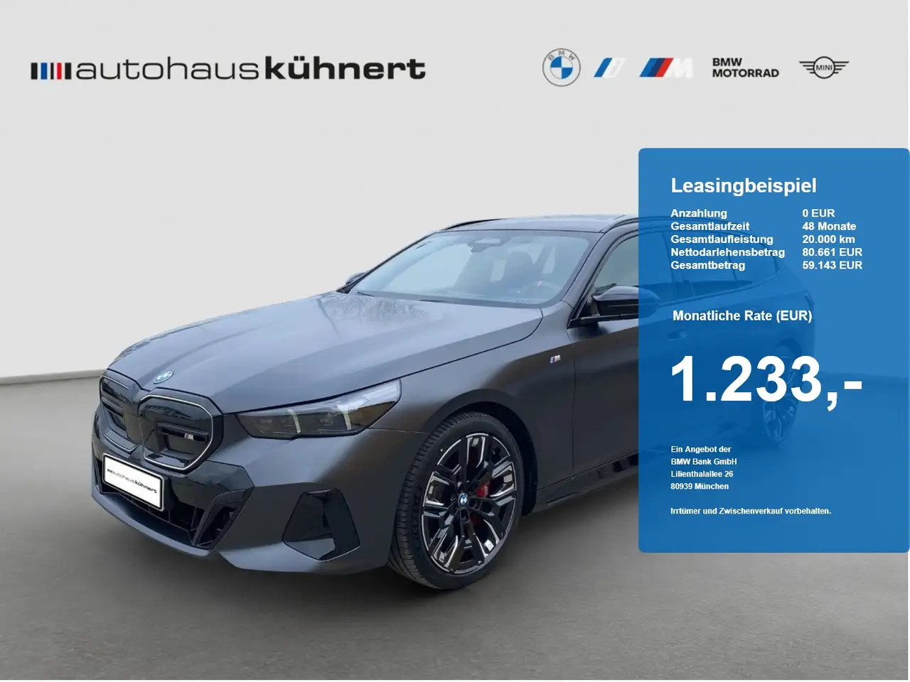 BMW i5 M60 xDr. Tour. UPE 123.060€ M Sport Pro PanoSD — photo 1 of 15