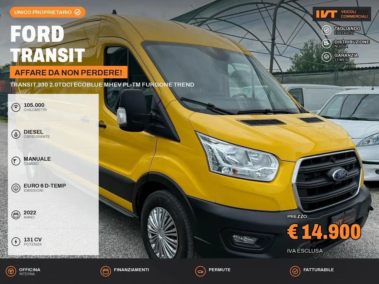 Ford Transit Transit 330 2.0TDCi EcoBlue MHEV PL-TM Furgone Tre — photo 1 of 9