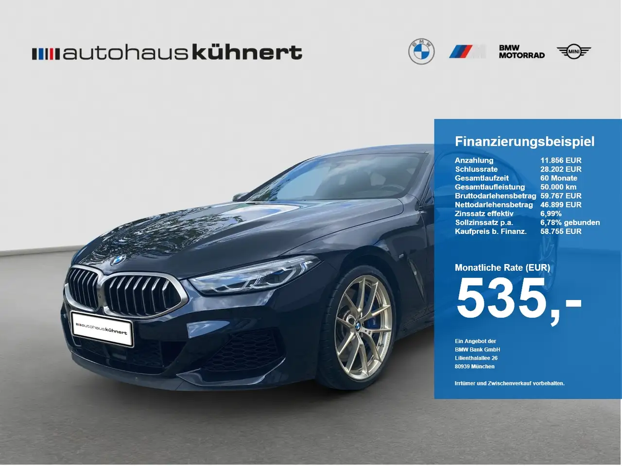 BMW M850 i xDrive Gran Coupé ///M-Technik Pak. Laser ACC H& — photo 1 of 20