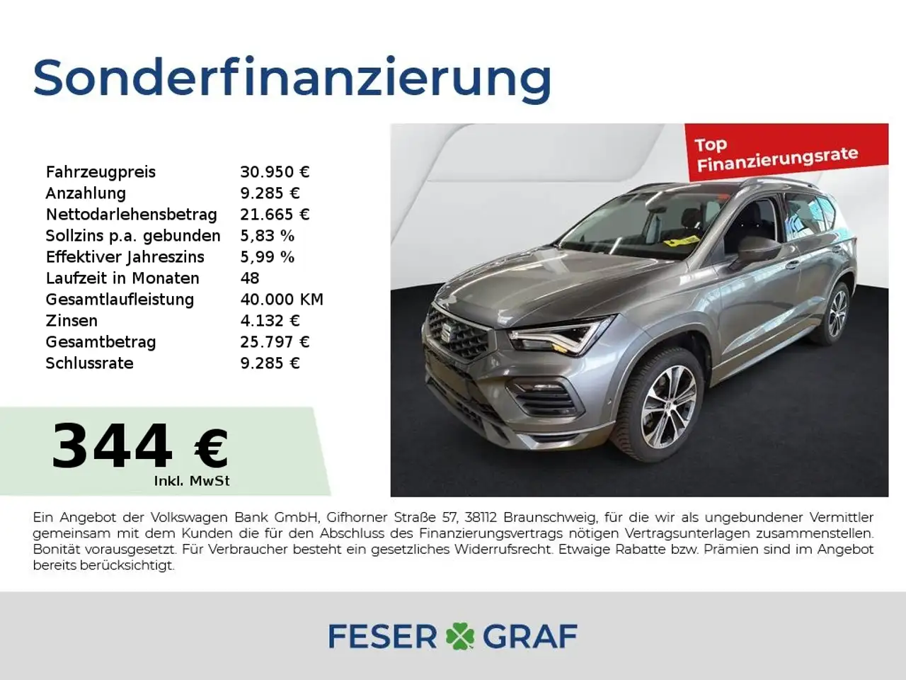 SEAT Ateca FR 2.0TDI DSG AHK LED Rückfahrkamera Navigat — photo 1 of 13