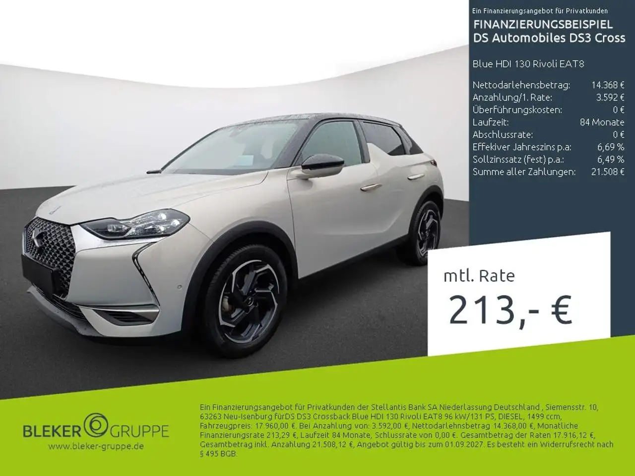 DS Automobiles DS 3 Crossback Blue HDI 130 Rivoli EAT8 — photo 1 of 13