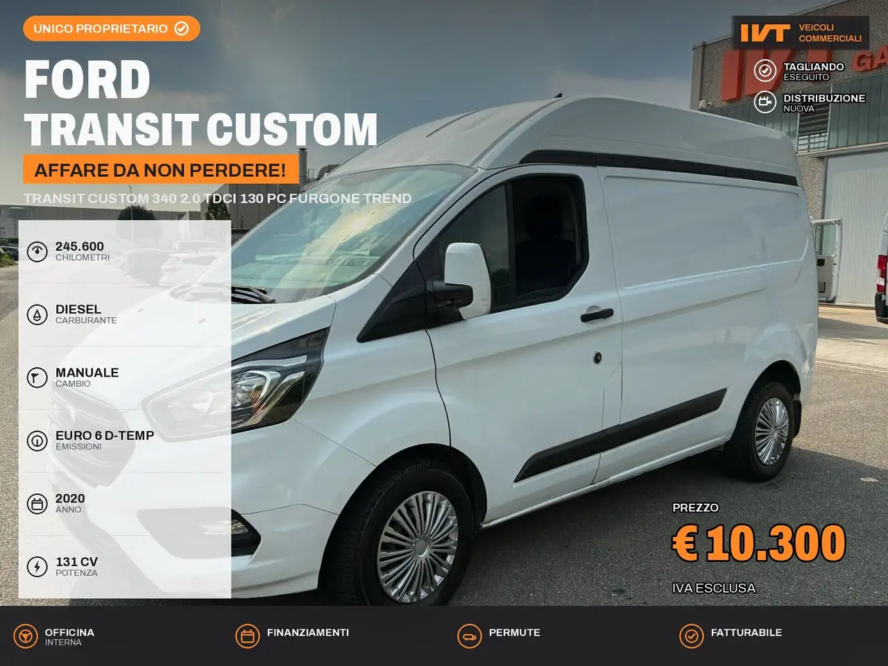 Ford Transit Custom Transit Custom 340 2.0 TDCi 130 PC Furgone Trend — photo 1 of 14