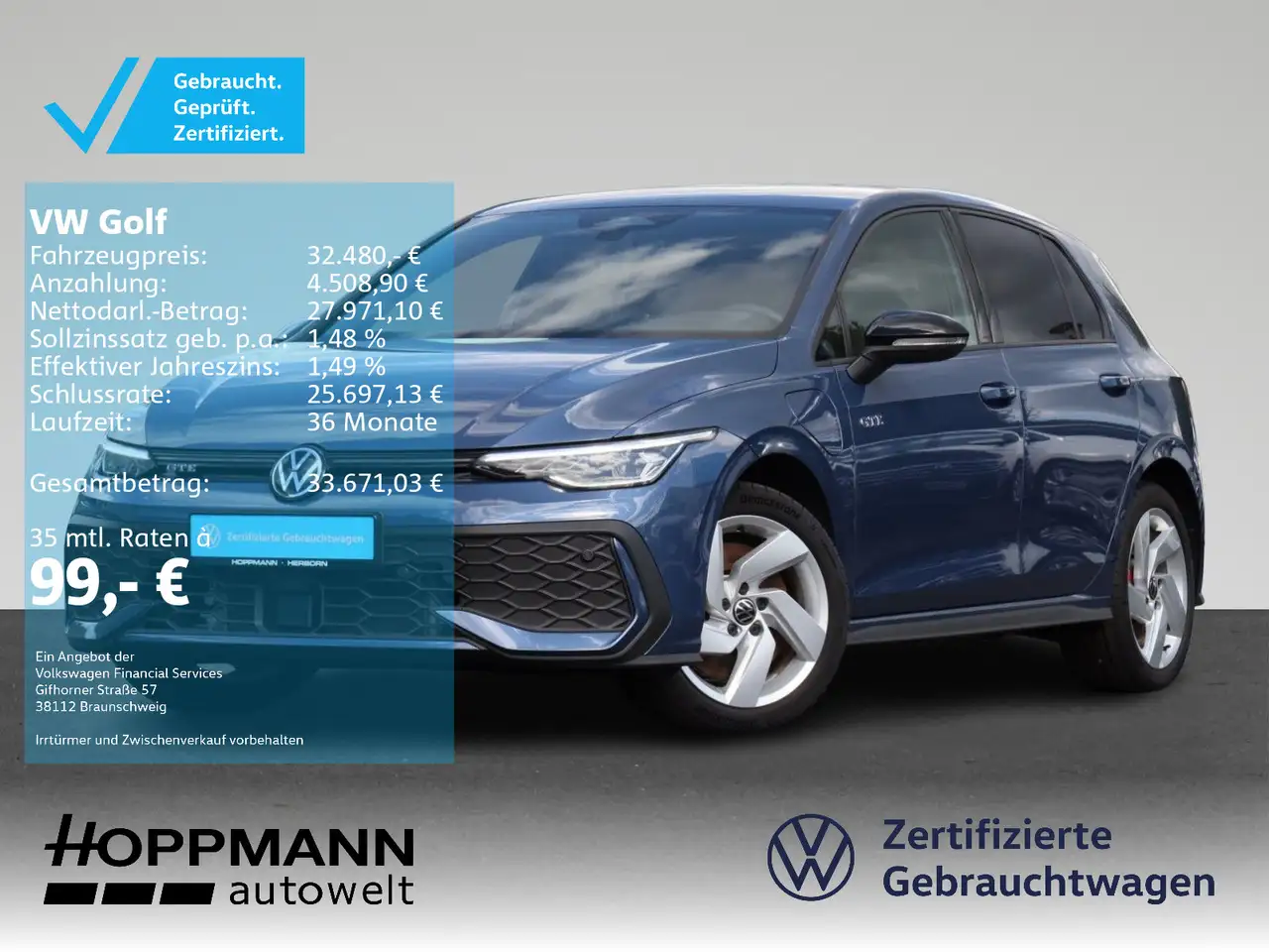 Volkswagen Golf VIII 1.5TSI GTE Kamera Hud BlackStyle TravelAssist — photo 1 of 17