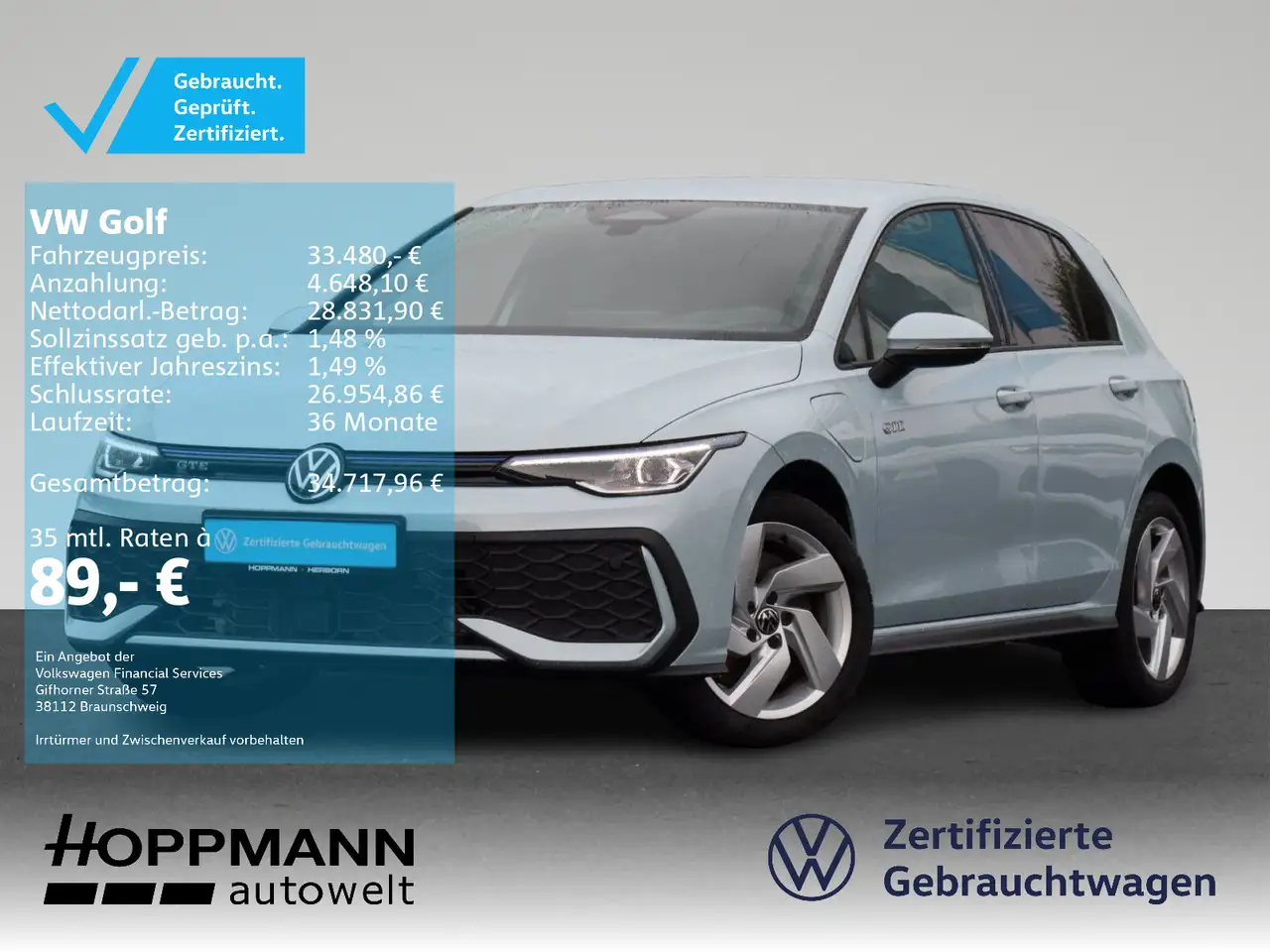 Volkswagen Golf VIII 1.5 GTE Matrix Kamera HuD AHK — photo 1 of 17