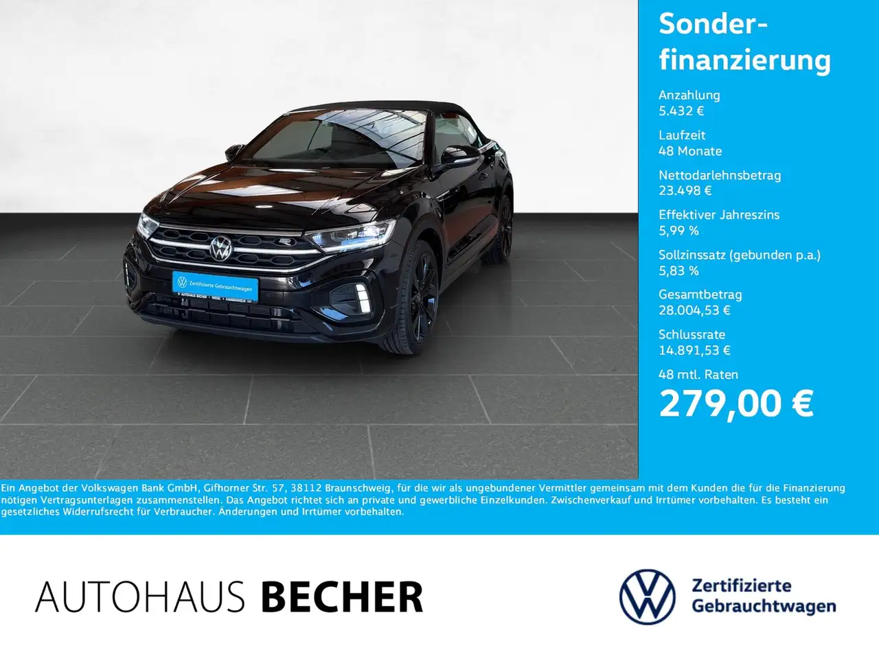 Volkswagen T-Roc Cabrio R-Line 1.5 TSI DSG /Navi/Rückfahrk — photo 1 of 15