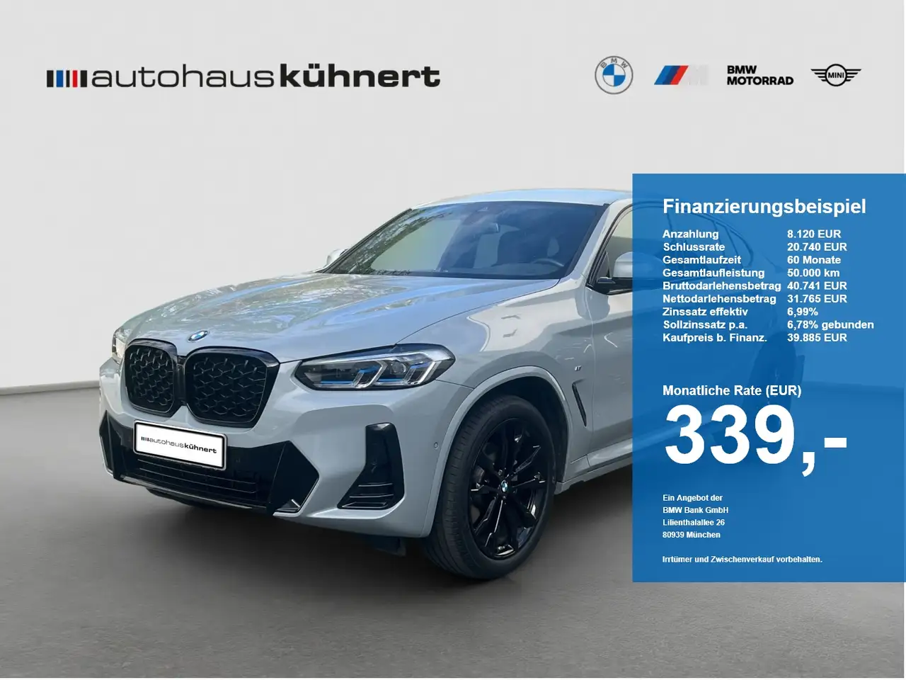 BMW X4 xDrive20i M-Sport Laser SpurAss Navi ParkAss — photo 1 of 20