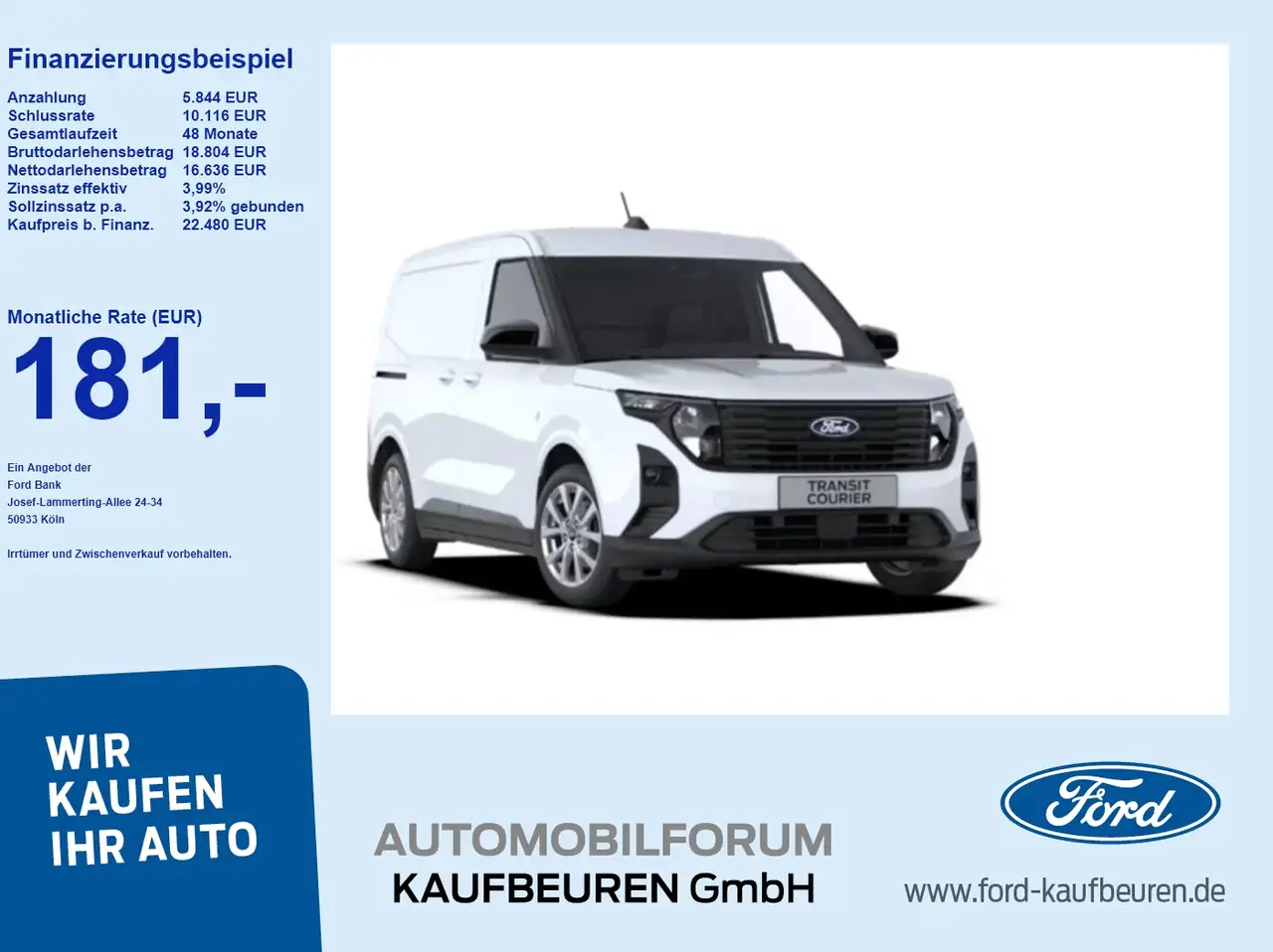 Ford Transit Courier Kasten Limited ACC*CAM*SHZ*PDC — photo 1 of 13