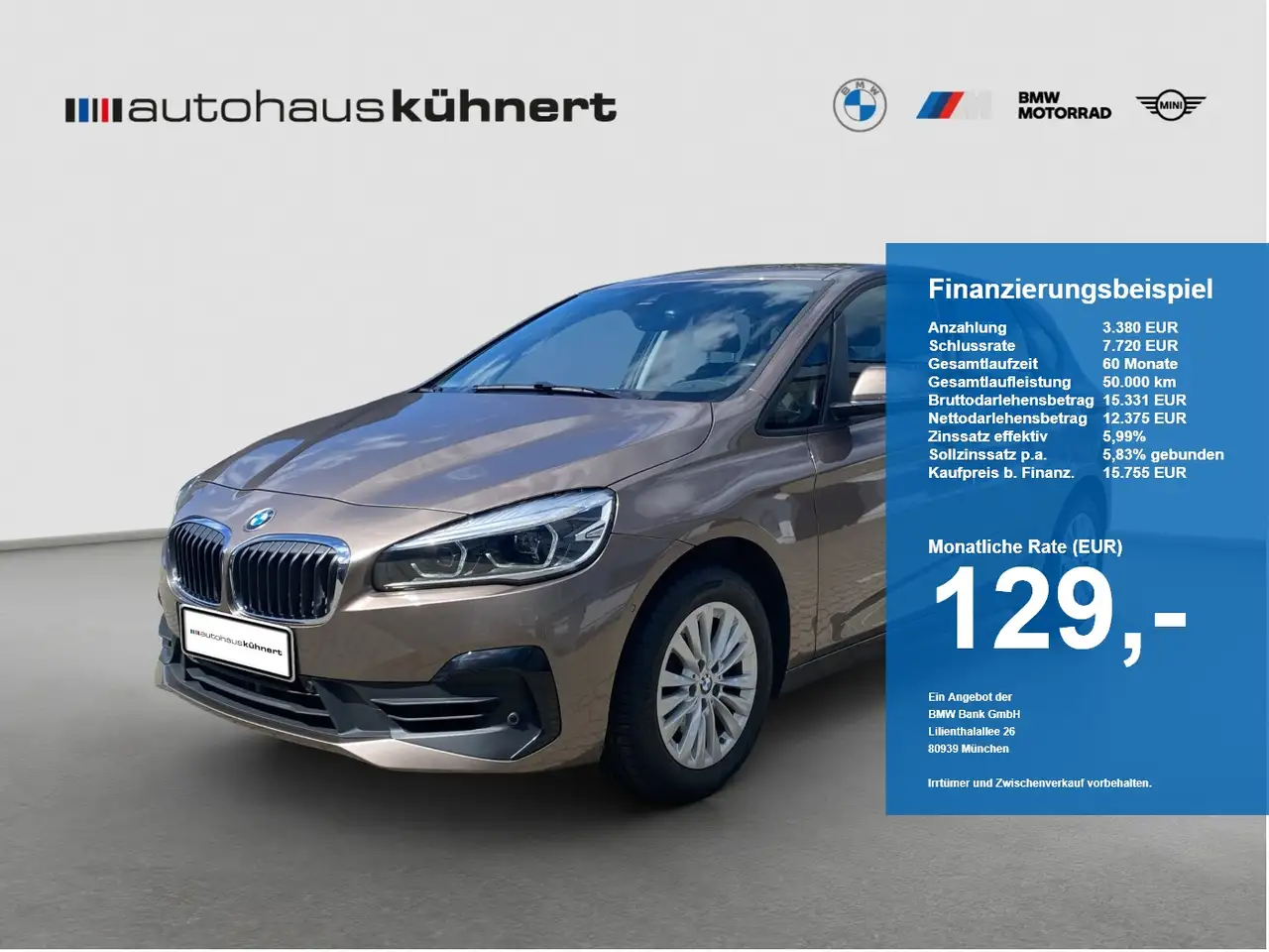 BMW 218 218i Active Tourer LED Navi AHK RFK Tempo DAB — photo 1 of 20